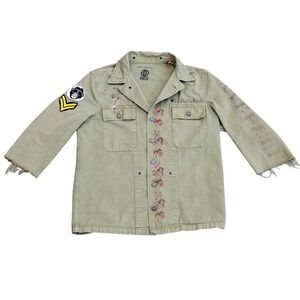 RA-RE Rag Recycle Rag‎ Restyle Military Jacket Mens Slim L Distressed Italy